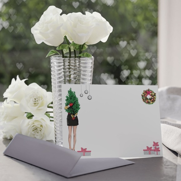 x12 Pretty Fashion Christmas Card Set Fashionista Holiday Boxed Stationery Set - Picture 13 of 14